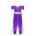 thumbnail image 5 of iiniim Women Arabian Princess Sequins Belly Dance Jumpsuits Halloween Party Purple 3XL, 5 of 7