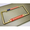thumbnail image 3 of [Officially Licensed USMC Product] - Marines. The Few. The Proud. - Domed Custom-Made Personalized Narrow (Thin) Top 4 Hole Metal Car License Plate Frame with Free caps - Gold (Qty: 1 Frame), 3 of 9