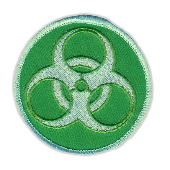 Motorcycle Jacket Embroidered Patch - Zombie Symbol (Green) - Vest, Cut, Leathers - 3" Round