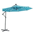thumbnail image 4 of 10ft Outdoor Offset Hanging Umbrella, Patio Cantilever Market Umbrella with Solar Panel, Crank System, 24 LED Lights and 8 Steel Ribs, UV Resistant Outdoor Umbrella, for Yard, Garden, Pool, Blue, D853, 4 of 10