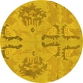 thumbnail image 1 of Ahgly Company Machine Washable Indoor Round Oriental Yellow Modern Area Rugs, 7' Round, 1 of 4