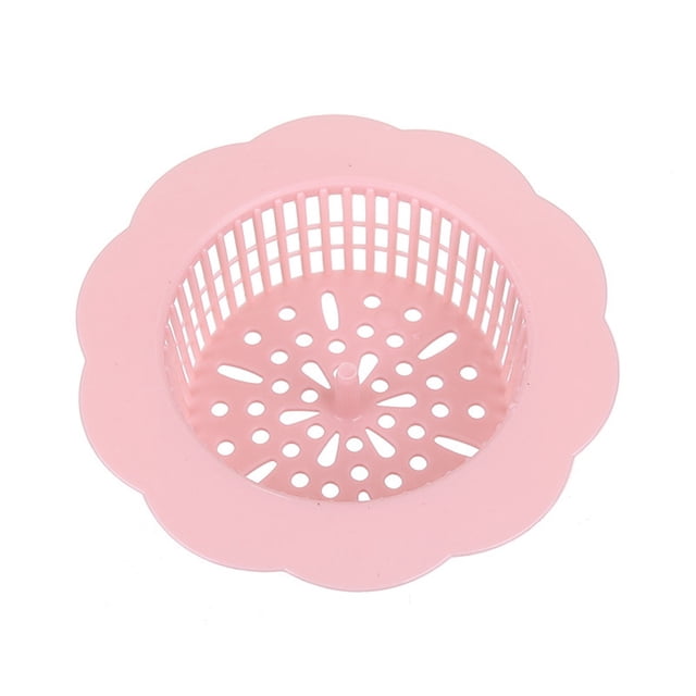 Drenaje de piso de cocina, tapón de drenaje de piso de fregadero antiobstrucción, cubierta con patrón de flores (rosa)