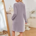 thumbnail image 6 of AUNVITO Women Striped V-Neck Long Sleeve Dress Mid-Length Polyester Casual Wear, 6 of 6