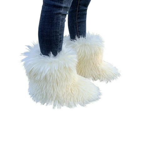 

Avamo Women Breathable Warm Shoes Pull On Winter Casual Mid Calf Boot Beige 9