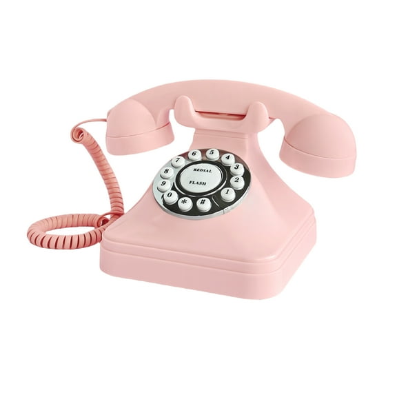 Corded Pink Retro Landline Home Phone, Basic Pink Decorative Analog Telephone Set, Senior Phone for Home/Office/Hotel