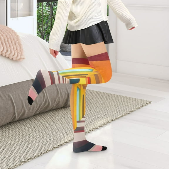Colorful Corridor Womens Thigh High Stocks Over Knee High Socks Thigh Tigh Boot Stockings