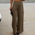 thumbnail image 5 of Women Solid Casual Pocket Wide Leg Pants Elastic Waist Loose Pants Cargo Pants Women Pants Casual plus Size Women Casual Pants Size 14 Casual Pant Suits for Women Womens Casual Loose Ripped Denim, 5 of 8