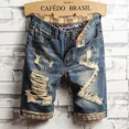 thumbnail image 5 of Pantalones cortos de mezclilla para hombre, holgados, con estampado medio, bermudas cortas, pantalones vaqueros para hombre, rotos, largos, holgados, anchos, populares, de lujo, diseñador de moda Y2k, 5 of 5