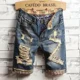 thumbnail image 5 of Pantalones cortos de mezclilla para hombre, holgados, con estampado medio, bermudas cortas, pantalones vaqueros para hombre, rotos, largos, holgados, anchos, populares, de lujo, diseñador de moda Y2k, 5 of 5