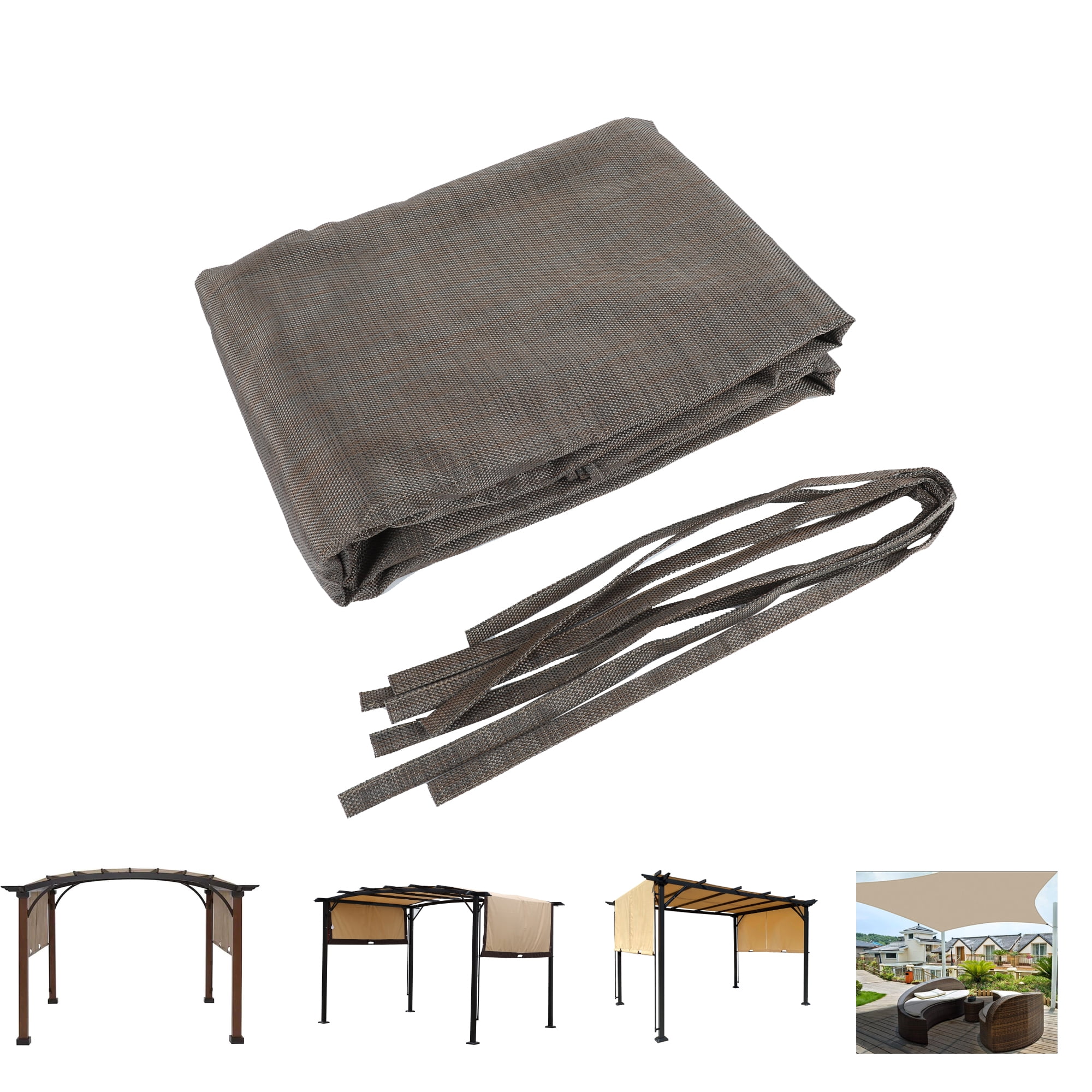 Outdoor Replacement Pergola Sun Shade Cover Cloth Patio Canopy HDPE Permeable with Grommets (13' x 7.7', Brown)