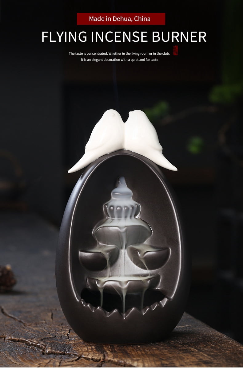 Ncense Burner Incense Holder Ceramic Backflow Incense Burner Creative Alpine Flowing Water Backflow Incense Burner Home Decoration Waterfall Incense Burner (Color : Couple Tiancheng)