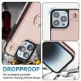 thumbnail image 2 of SaniMore for iPhone 14 Plus Case, Luxury PU Leather Card Holders Flip Kickstand Metal Finger Ring Shockproof Drop Resistant Crossbody Lanyard for Girls Women Stylish Accordion Design, Rosegold, 2 of 7