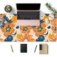 thumbnail image 3 of Colorful Floral XXL Mouse Pad - Full Desk Mat, Cute Office Decor Accessories for Women, Extended XL Mouse Mat, Laptop Desk Pad, Blue Orange Flowers, 31.5"x15.7", 3 of 6
