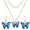 Blue, variant on SPRING PARK 2PCS Fashion Butterfly 2-layer Enamel Pendant Necklace Earrings Set Women Jewelry