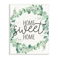 Stupell Industries Home Sweet Home Greeting Green Plant Eucalyptus Wreath, 13 x 19, Designed by Kim Allen