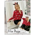thumbnail image 6 of Xuanfei Women Christmas Cartoon Printed Long Sleeve Crew Neck Ribbed Edge Knit Sweater, 6 of 7