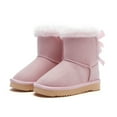 thumbnail image 2 of Weestep Girls Toddler Little Kid Warm Fur Winter Ankle Flat Snow Boot(13 Little Kid, Bow Pink), 2 of 7