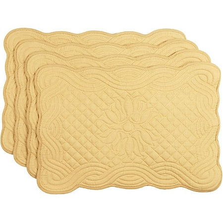 Better Homes and Gardens Quilted Placemat Set of 4, Butter Pecan