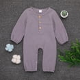 thumbnail image 1 of ITFABS Baby Romper,Solid Color Ribbed Button-Down Long Sleeve Round Neck Romper, 1 of 5