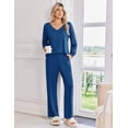 thumbnail image 5 of Ekouaer Womens 2 Pack Pajama Sets Long Sleeve Leopard Top with Pants Pjs Black Sleepwear Soft Lounge Sets, 5 of 6