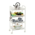 thumbnail image 3 of SEGMART 4 Tier Ladder Organizers and Storage Shelf with 5 Side Hooks, 17.5" x 10"x 33.5"Kitchen Utility Cart with Removable cart, Heavy-Duty Frame Cupboard for Kitchen Office Bathroom, White, S13782, 3 of 7