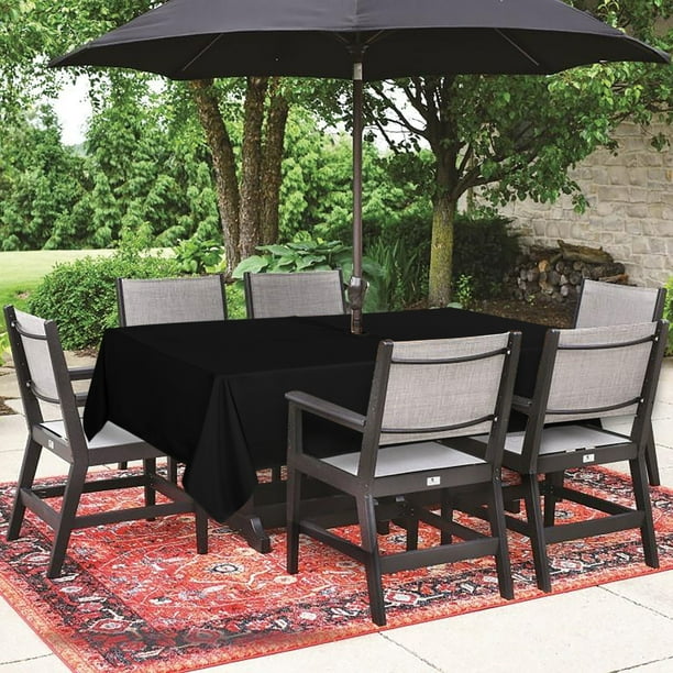 Lushvida 100 Waterproof Pvc Outdoor Indoor Table Cloth With Umbrella Hole And Zipper Black 60x84 Inch Vinly Tablecloth For Patio Garden Bbq Com Waterproof Pvc Outdoor Indoor Table, Patio Table With Umbrella Hole Under 100
