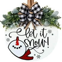 Hwkond Christmas Decorations Indoor Christmas Snowman Snowflake Wooden Front Door Ornament Christmas Front Door Wreath Decoration