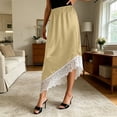 thumbnail image 2 of Shrysg Women's Casual Satin Midi Skirt with Elastic High Waist and Asymmetrical Hem for Daily Wear Yellow, 2 of 6