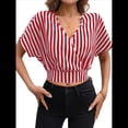 thumbnail image 1 of Camisas Informales Elegantes para Mujer, Blusas de Trabajo de Corta con Cuello en V, Blusas Informales de Negocios de Verano 2025 Rojo L, 1 of 9