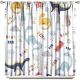 thumbnail image 7 of Cartoon Dinosaur Curtains for Kids Boys Girls Home Decor Colorful Cute Dino Animals Print Pattern Rod Pocket Blackout Window Drapes for Nursery Baby Bedroom Playroom W52xL84in 2 Panels, 7 of 7