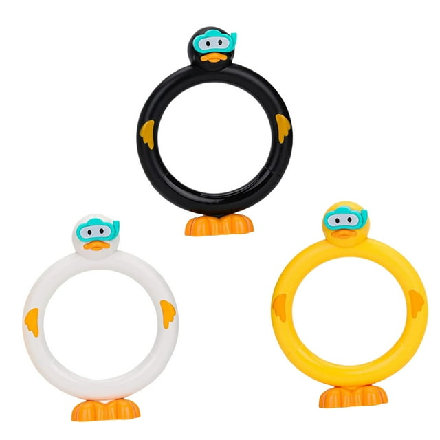 mmirethe 3x Kids Diving Pool Toys Summer Swimming Toys Diving Duck Pool Underwater Rings Breath Holding Duck Diving Rings