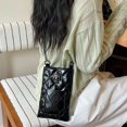 thumbnail image 5 of Caixia Skull Purse with Metal Chain Strap, Patent Shine Finish, Phone Sized Interior, Front Pocket, for Women, for Halloween Party, Black, 5 of 6