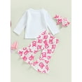 thumbnail image 4 of nvzhuang Toddler Girl Valentine’s Day Outfits, Long Sleeve Letter Print Tops + Flare Pants + Headband Set, 4 of 9