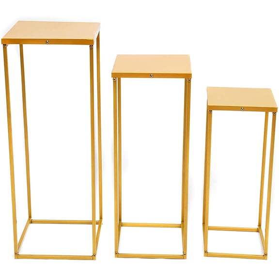 3PCS Metal Wedding Flower Stand Floor Vase Column Flower Stand,Geometric Centerpieces Vase for Home Party Wedding and Event Reception Tables Decoration (Gold)