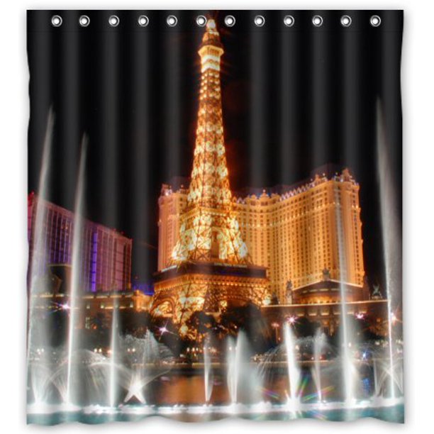 MOHome Sleepless Las Vegas Shower Curtain Waterproof Polyester Fabric