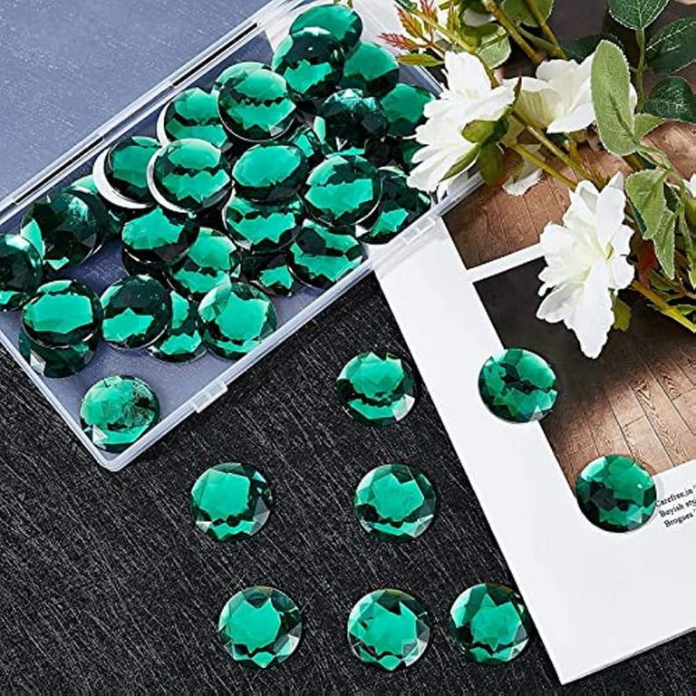 48Pcs 30mm Flat Back Round Acrylic Rhinestone Self-Adhesive Plastic Circle  Gems Stick On Jewels(8 Mixed Color) for Costume Making Cosplay Jewel