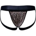 thumbnail image 2 of JOCKMAIL Mens Sexy Thong Underwear Low Rise Leopard Pattern Playful Printed Men's Jockstraps Athletic Supporters, 2 of 7
