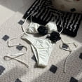thumbnail image 5 of IDALL Bikini Sets Bathing Suit Solid Color Rose Drawstring One Swimsuit Bikini Bikini Womens Swimsuits Micro Bikini White 1 S, 5 of 5
