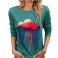 thumbnail image 1 of Tops para mujer Camisas Blusas Elegante Casual Camisas de manga larga Moda Cuello redondo Impreso Top Camiseta Blusa Odeerbi ODB-5, 1 of 9