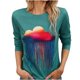 thumbnail image 1 of Blusa de camiseta estampada de manga larga con cuello redondo informal a la moda para mujer Pompotops  FGAJ8830, 1 of 9