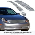 thumbnail image 3 of APS Premium Chrome Horizontal Billet Front Grille Grill Insert Compatible with Infiniti G35 2003-2005 Coupe Combo N19-A06978N, 3 of 7