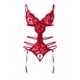 thumbnail image 5 of Gibobby Conjuntos de bragas de encaje Body de Camisola Sexy con Cordones y Espalda Abierta con Panel de Malla para Mujer Lencería Sexy de San Valentín Body Encaje(Vino, CH), 5 of 5