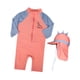thumbnail image 3 of Traje de baño para niños de manga larga con cremallera, divertido traje de baño de tiburón con protección solar Naranja, 3 of 9