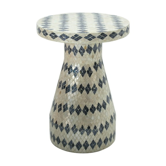 Halio Cream & Blue Checkered Shell Side Table
