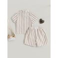 thumbnail image 4 of Bagilaanoe 2pcs Toddler Baby Boys Short Pants Set Striped Short Sleeve Shirts Tops + Shorts 6M 12M 18M 24M 3T Kids Casual Summer Outfits, 4 of 8