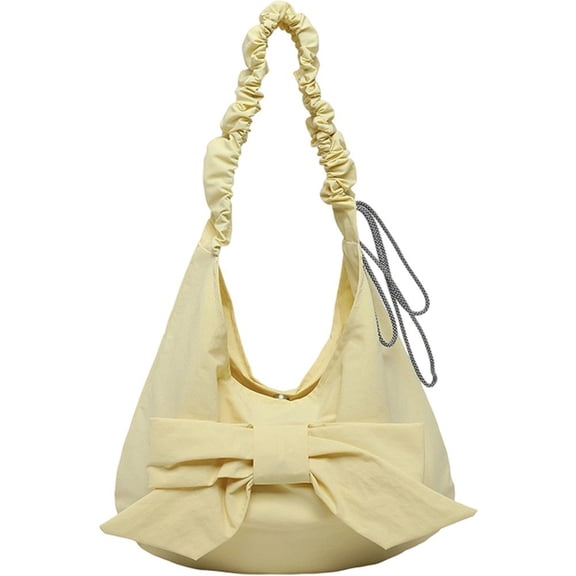 Hsqqdc Bowknot Design Crossbody Underarm Bag, Sweet Pleated Shoulder Shopping Handbag