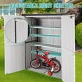 thumbnail image 2 of MEDEHOO  Outdoor Storage Cabinet with Adjustable Shelves, Large Metal Frame Garden Shed for Bike & Tool Storage, Lockable Waterproof Vertical Cabinet Box for Backyard, Patio, Lawn, Deck, 2 of 6