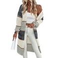 thumbnail image 1 of Suéter Cárdigan para Mujer, Ligero, de Punto Grueso, Larga, Abierto Al Frente, Cuello en V Extragrande, Tendencia de Otoño. Gris L, 1 of 10
