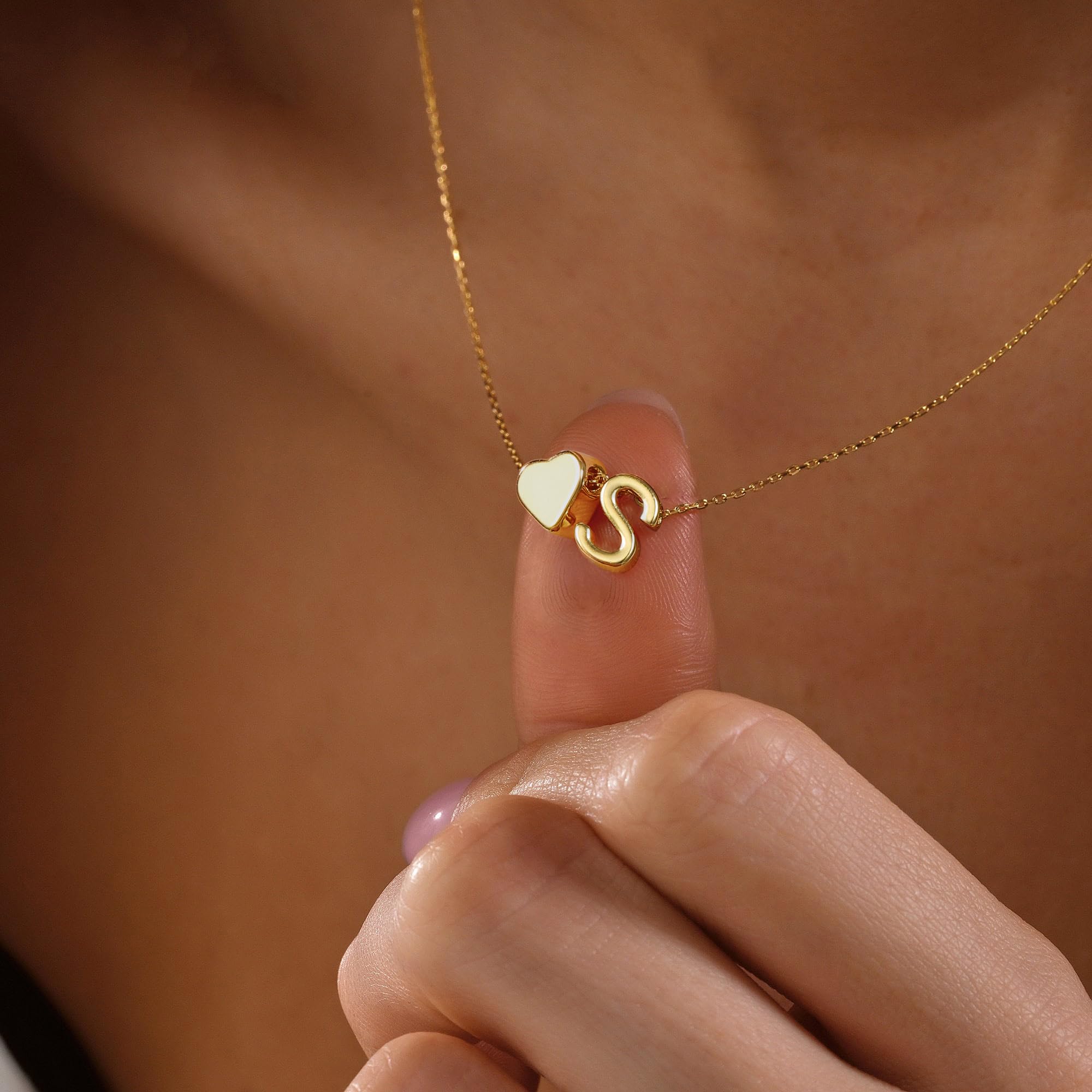Turandoss 14K Gold Plated Bubble Heart Initial Necklace photo 4