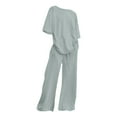 thumbnail image 2 of Baqcunre Women's Solid Color O Neck Top Wide-Leg Pantsuit,Color Grey,Size S-5XL, 2 of 4